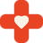 red cross with white heart in the middle